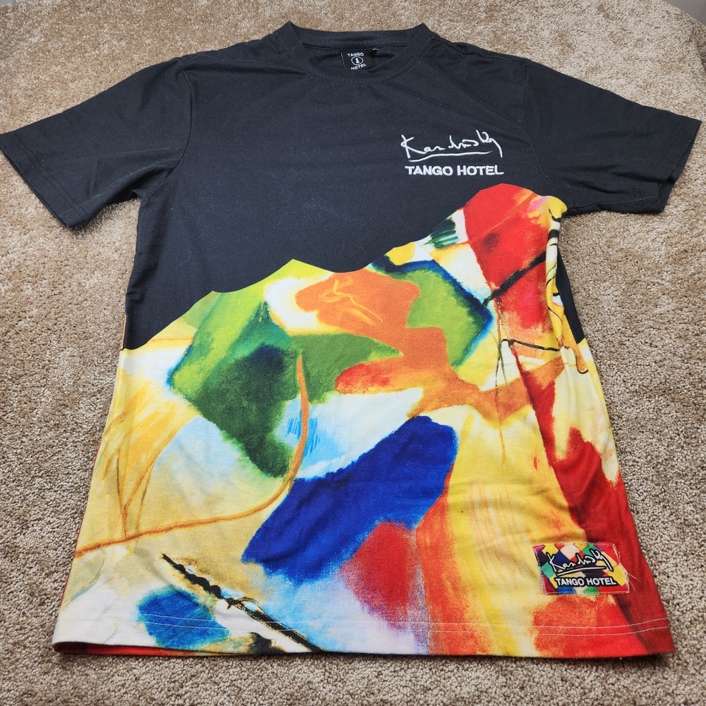 Tango Hotel Kandinsky Abstract Art T-Shirt Mens Small Black Multi Streetwear